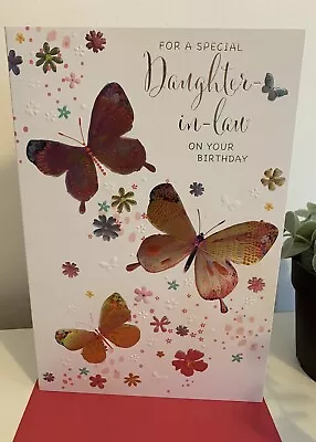 DAUGHTER IN LAW BIRTHDAY CARD. 7 By 5 INCHES. Lovely Verse. Gold Foil. • £2.29