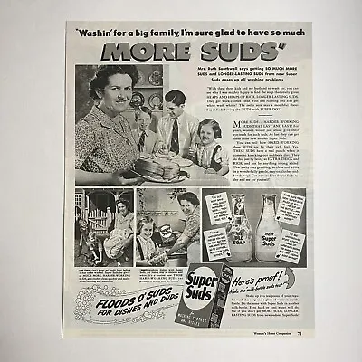 Super Suds Laundry Detergent WWII Era Vtg 1940s Print Ad Take Milk Bottle Test • $12.50