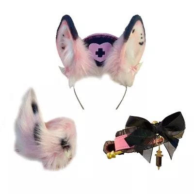 Girls Handmade Furry Tail Wolf Ear Lace Collar Kitten Party Costume Cute Fursuit • $24.65