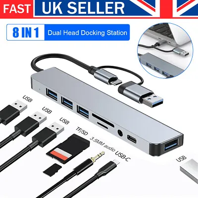 8 In 1 Multiport USB-C Hub 4K HDMI Adapter Type C To USB 3.0 For Macbook Pro/Air • £11.99