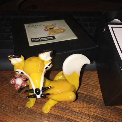 $8 • Buy Pier 1 Imports - Handcrafted Art Lexie  Glass Fox  Figurine With Box