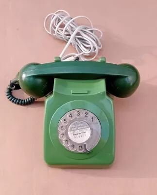 Vintage 1970s GPO Rotary Dial Telephone  Two-Tone Avocado Green With Wire & Plug • £24.99