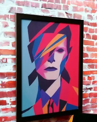 David Bowie Art Deco Framed Picture .size A4 Wall Hanging • £9.99