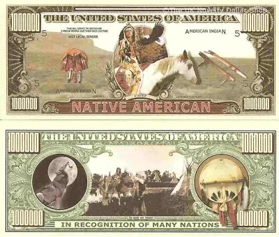 Native American Indian Chief Million Dollar Bills X 2 • £1.99