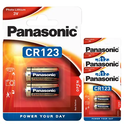 Panasonic CR123A 123 3V Lithium Batteries *Photo & Security Use Long Expiry* • £13.29