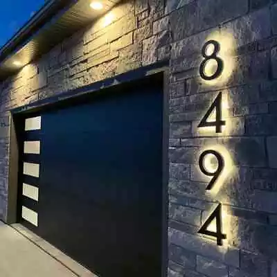 Metal 3D LED House Number Light Outdoor Stainless Steel Lighted Letter Sign Logo • £34.19