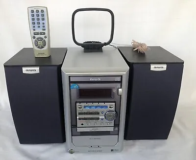 Aiwa Micro Mini Hi-Fi Compact Disc Bookshelf Stereo System W/Speakers XR-M150U • $48.74