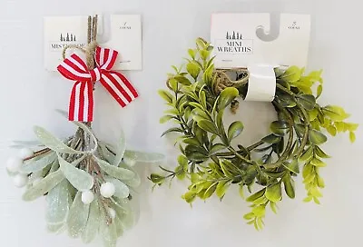 Set Of 1 Mistletoe & 3 Mini Olive Wreaths  • $9.95