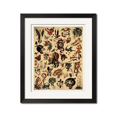 22x28.5 Sailor Jerry X Ed Hardy Old School Vintage Tattoo Flash #2 Poster 0432 • $89.99