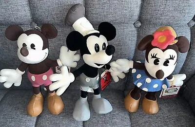 Tokyo Disneyland Mickey Mouse & Minnie Mouse & Steamboat Willie Rare Plush W/Tag • $39.99