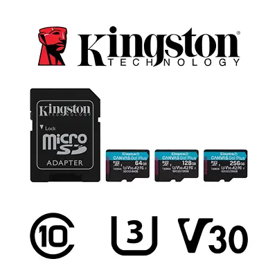Kingston Micro SD Card Canvas GO Plus Memory 64GB 128GB 256GB Class 10 TF V30 • $274.99
