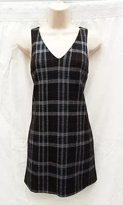 Pinafore Dresstuniccheckblackboho60s70s80's Vintage Stylesize 6 • £6.99