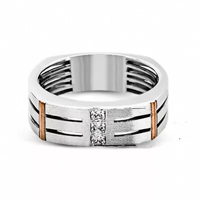 Men's Designer Wedding Anniversary Band 14K White Gold 1.8 Ct Simulated Diamond • $127.85