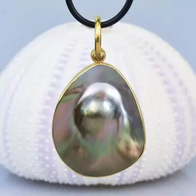 Mabe Blister Pearl Pendant With 18K Gold Vermeil Over Sterling Silver 8.11 G • $72