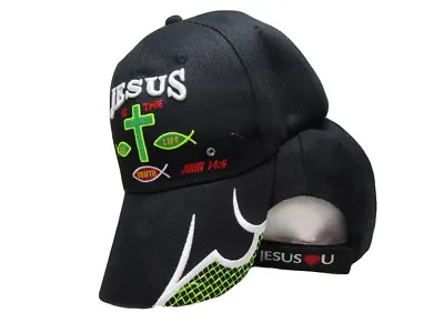 Jesus Is The Way Life Truth Christ Christian Black Embroidered Cap CAP829A Hat • $9.88