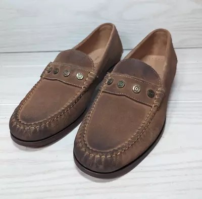 Martin Dingman 2ND AMENDMENT SUEDE LEATHER PENNY LOAFERS - TOBACCO - Sz 9M • $165