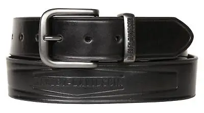 Harley-Davidson Men's Metal Keeper H-D Logo Genuine Leather Belt - Black • $29.95