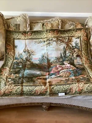 VTG French Tapestry Medieval Romantic Home Décor Tapestry/Wall Hanging 44”x36” • $69.95