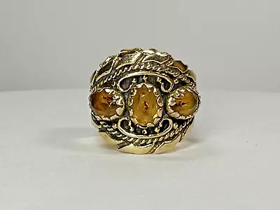 Vintage Middle Eastern Multi Gemstone Ornate 14k Gold Ring 11.9g Sz 6 • $699