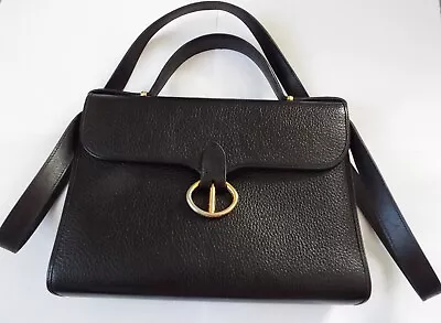 Vintage Christian Dior 2Way Hand & Crossbody Bag Black Leather Medium 11 X 8 X 3 • $205