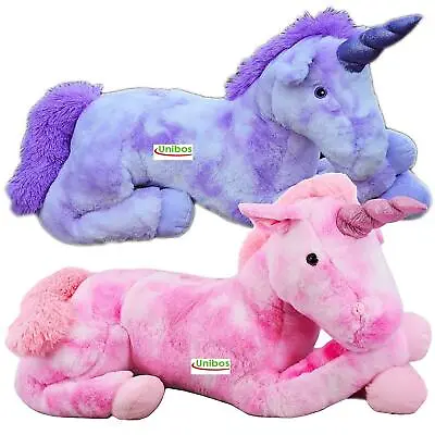 22  Large Plush Unicorn Teddy Stuffed Super Soft Cuddly Toy Lying Horse • £15.99