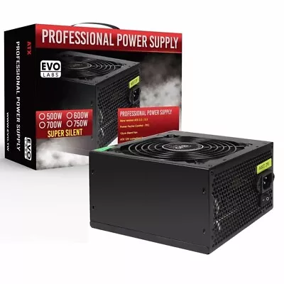 £24.95 • Buy 600W ATX Power Supply Unit 120mm Black Silent Fan For Computer PC PSU Evo Labs