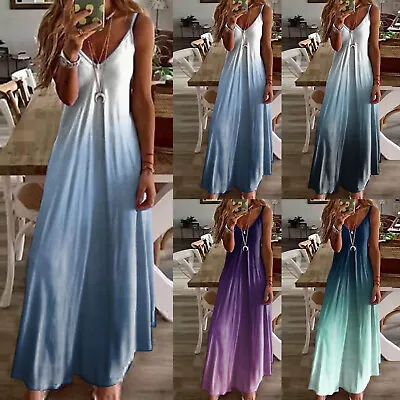 $33.29 • Buy Maxi Dresses For Women Summer Sleeveless Boho Sundress Casual V Neck Long