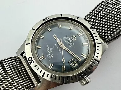 Vintage TRESSA Skin Diver Blue Dial Automatic All SS Cal Felsa 4007N - 38 Mm • $320