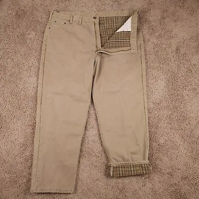 Carhartt Flannel Lined Duck Jeans 48x32 Brown Plaid Blanket Work B162 TAN *Read • $39.99