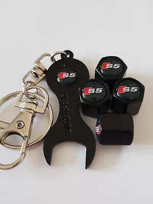 S5 S LINE Metal Wheel Valve Dust Caps All Models Spanner/Keyring RRP £9.99 50% • $6.21