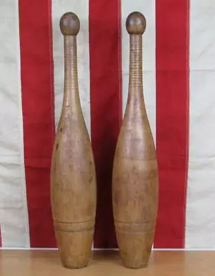 Vintage 1920s Wood Indian Club Antique Exercise Pins 2 Lbs Gym 18  Great Display • $170.10