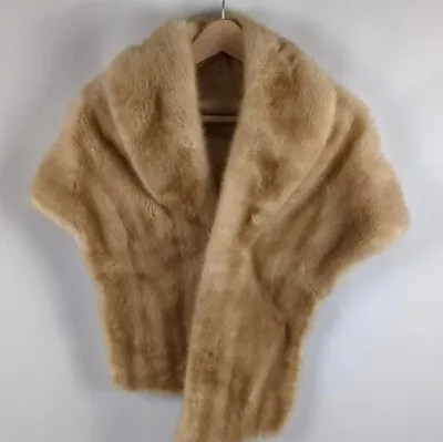 Vintage Mink Stole Wrap Shall Tan Real Fur Shawl Cape Unbranded  • $89.99