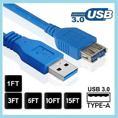 USB 2.0 3.0 Extension Extender Cable Cord USB A Male To Female 1-16FT HIGH SPEED • $3.88