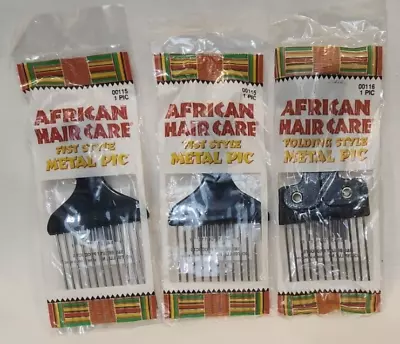 B&S Beauty Supply Metal African American Hair Comb Pic Lot Of 3 • $9.50