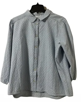 Fat Face Olive Spot Shirt Chambray Women’s Sz US-14 Button Up British Design NWT • £28.06