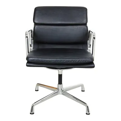 Charles Eames Swivel Chair EA-208 Sofpad In Black Leather By Vitra • $1640