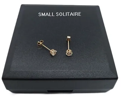 Pair Of 9ct Gold Round 3mm Solitaire Stud Earrings - (giftboxed ) • £15.45