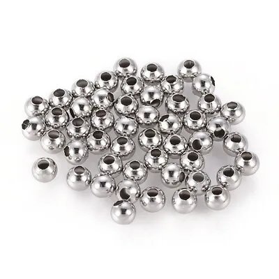 £2.75 • Buy Stainless Steel Spacer Beads Smooth Round 3mm 4mm 6mm Diameter 304 Grade