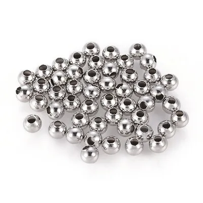 Stainless Steel Spacer Beads Smooth Round 3mm 4mm 6mm Diameter 304 Grade • £2.75