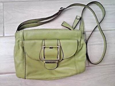 Isaac Mizrahi Lime Green Leather Multi Pocket Crossbody Handbag.     Size 6x10x3 • $45