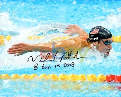 MICHAEL PHELPS AUTOGRAPHED 8X10 PHOTO TEAM USA SWIMMING '8 GOLD' Reprint • $19.95