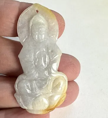 VTG Tested White Jade Quan Yin Compassion Goddess Chinese Carved Pendant • $24.99