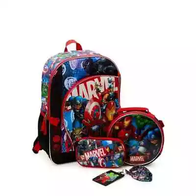 Marvel Backpack And Lunch Tote 4-Piece Set Fits 17  Laptop New - Ships Fast • $22.99