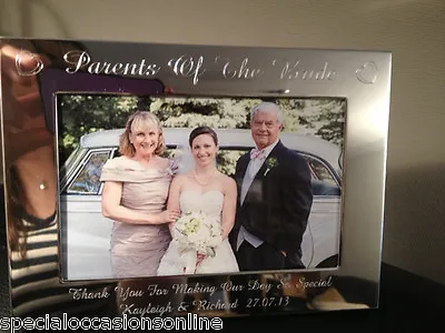 Personalised Engraved Landscape 6 X 4  Photo Frame  Parents Of Bride Gift Hearts • £13.99