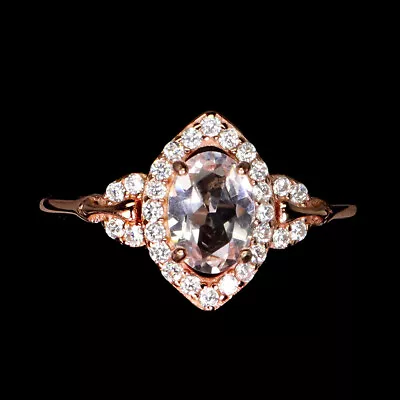 Oval Pink Morganite 7x5mm Simulated Cz Gemstone 925 Sterling Silver Ring Sz 6.5 • $10.50