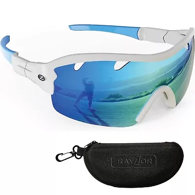 RayZor White Sports Wrap Sunglasses Uv400 Mens Ladies Outdoor Anti Glare RRP£49 • £14.49