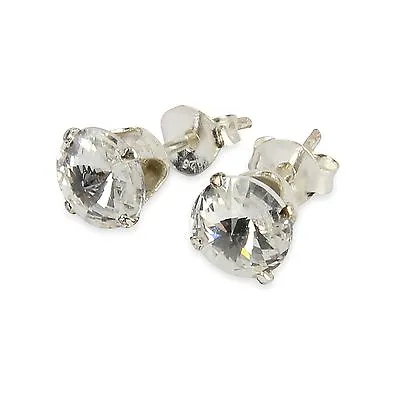 925 Sterling Silver 6mm Clear Crystal Stud Earrings Made From Swarovski Crystal  • £3.99