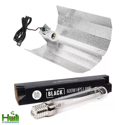 Lumii Black 600w Dual Spectrum HPS Bulb Euro Reflector Grow Light Kit Hydroponic • £24.95