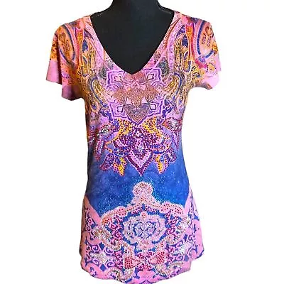 R Rouge USA Rhinestone Graphic Screen Print Top With Rhinestones • $16.99