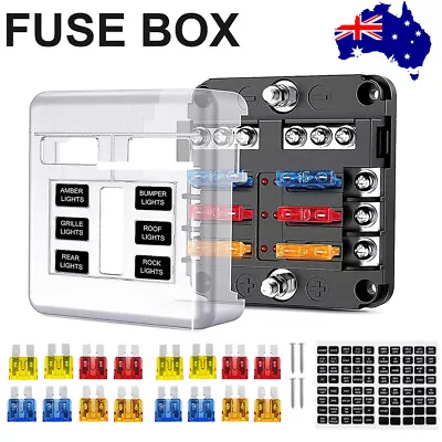 Blade Fuse Box Block 6 Way 12V 32V Holder LED Indicator Car Auto Boat Marine AU • $13.95